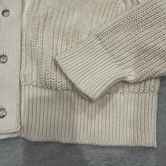 [XL]Banana Republic Varo Cream Chunky Knit Hooded Bomber Sweater Organic Cotton - Picture 3 of 9